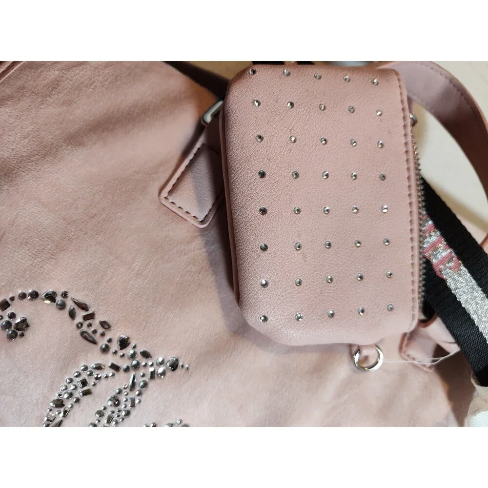 Juicy Couture Extra Spender Tote In Soft Pink Velvet Studded Logo (875)